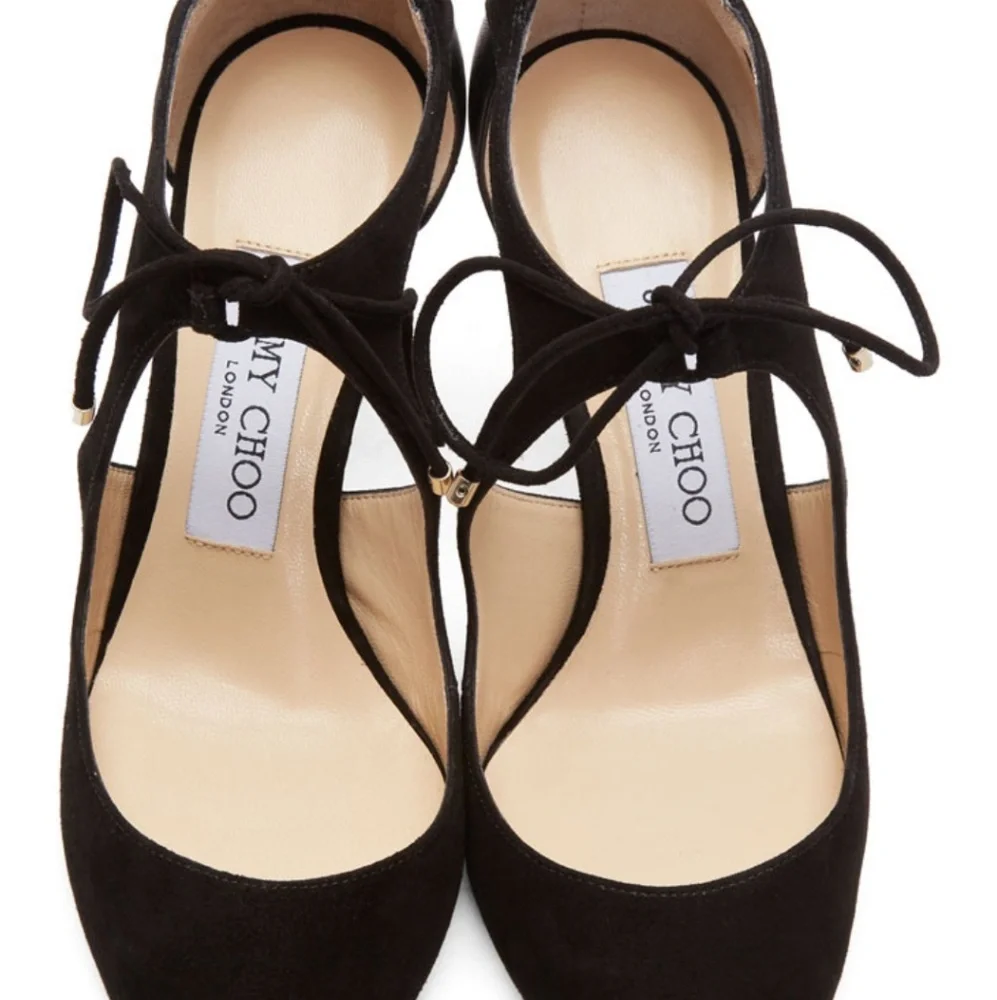 Jimmy Choo Black vanessa mixed media tie-front pum - Picture 5 of 8